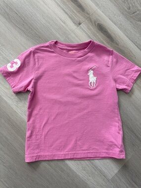 Polo by Ralph Lauren Pink Short Sleeve Tee with White Polo Player Patch
